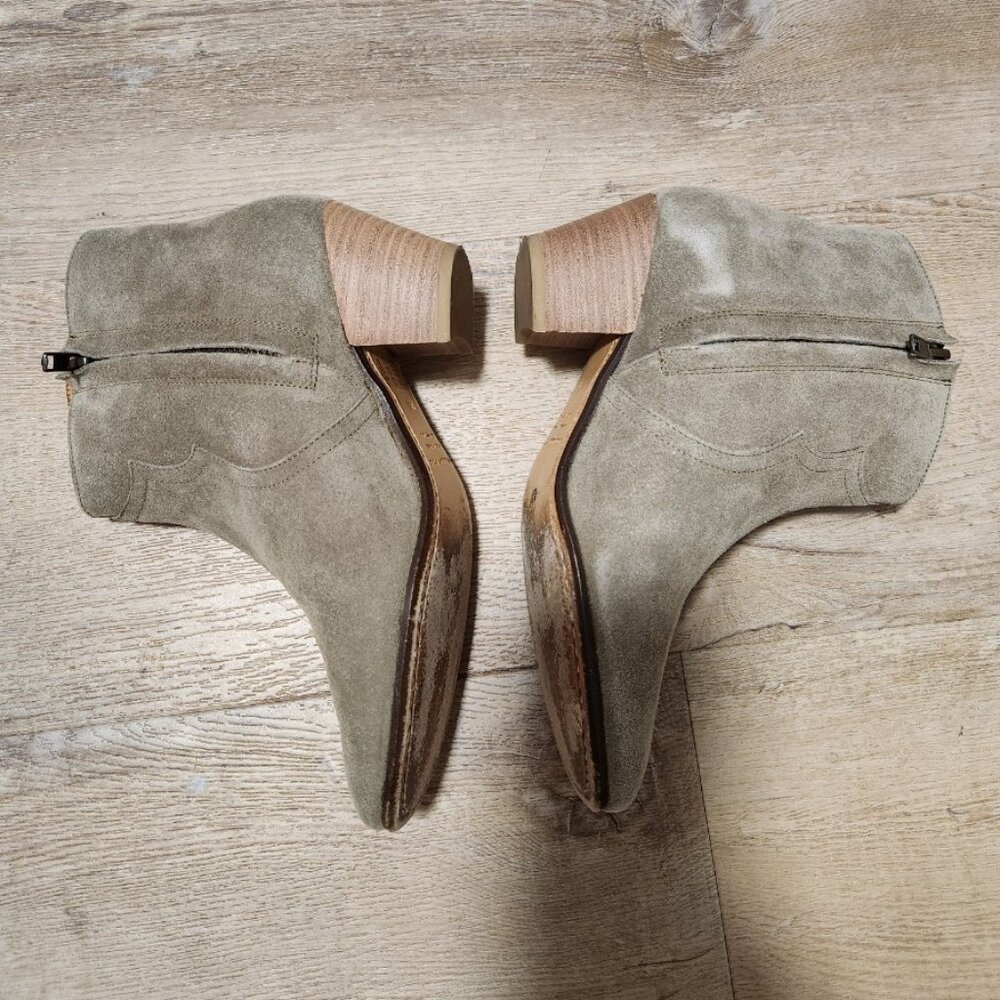 Isabel Marant Dicker Calfskin Velvet Ankle Boots in Taupe
